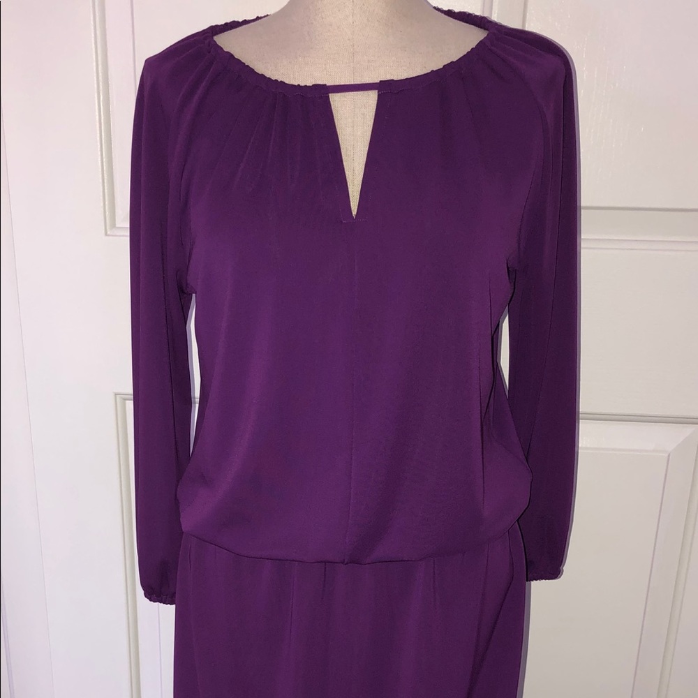 Talbots Royal Purple Blouson Dress 3/4 sleeves S